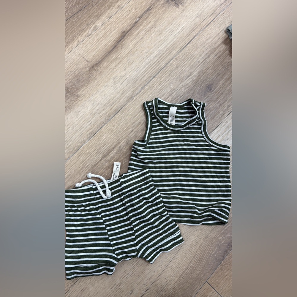 Striped Kids Matching Set - Black and White